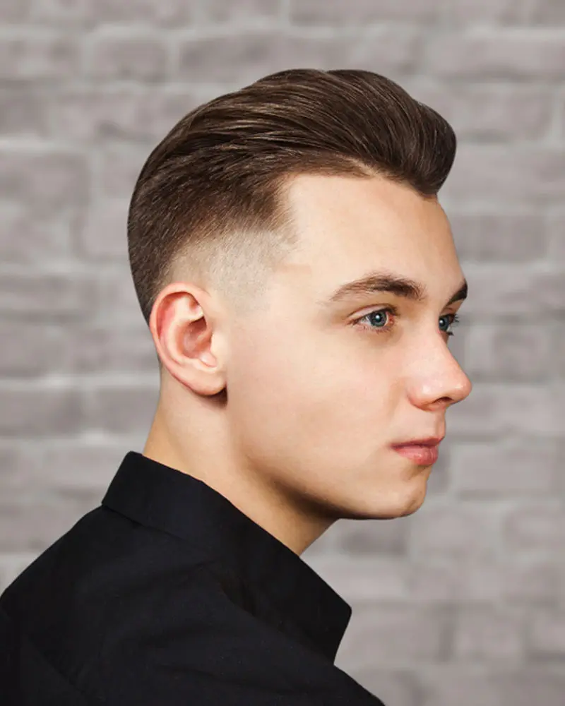 High Bald Fade with Comb Over Pompadour