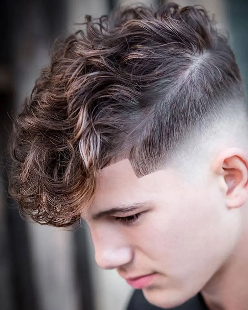 Low Bald Fade with Curly Fringe