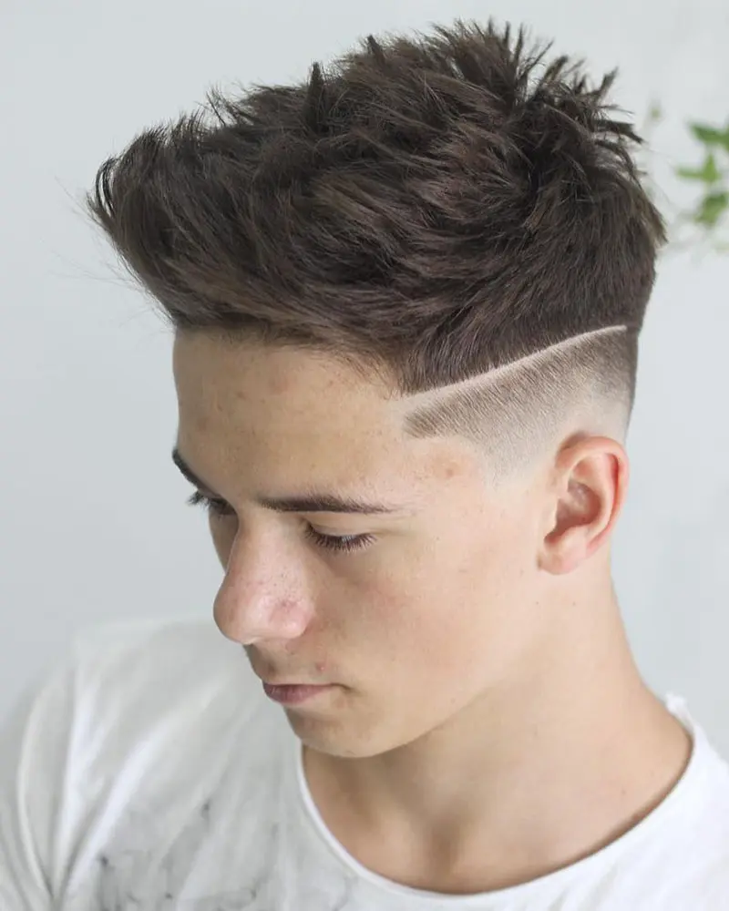 Undercut Fade with Hard Part and Textured Spikes